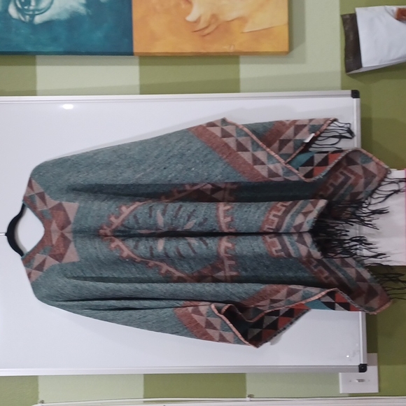 Urban CoCo Southwest Open Front Wrap Shawl Poncho NNT - Picture 11 of 12